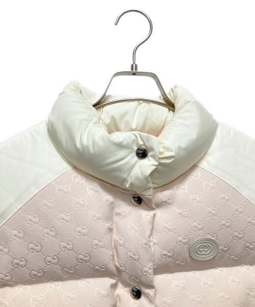 GUCCI（グッチ）GUCCI (グッチ) GGコットンキャンバス ダウンベスト ライトピンク サイズ:40の古着・服飾アイテム