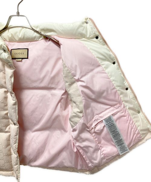 GUCCI（グッチ）GUCCI (グッチ) GGコットンキャンバス ダウンベスト ライトピンク サイズ:40の古着・服飾アイテム