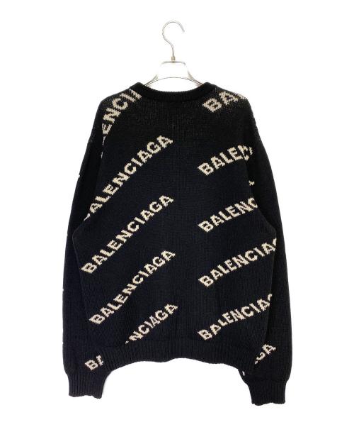 BALENCIAGA（バレンシアガ）BALENCIAGA (バレンシアガ) オールオーバーロゴニット ブラック サイズ:Lの古着・服飾アイテム