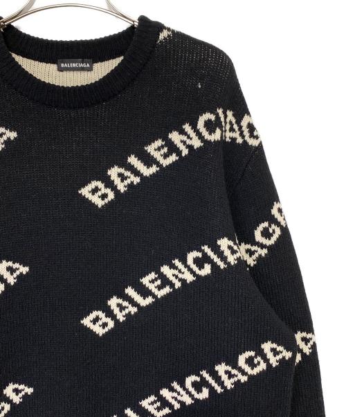 BALENCIAGA（バレンシアガ）BALENCIAGA (バレンシアガ) オールオーバーロゴニット ブラック サイズ:Lの古着・服飾アイテム