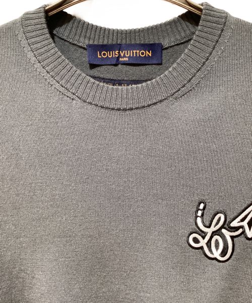 LOUIS VUITTON（ルイ ヴィトン）LOUIS VUITTON (ルイ ヴィトン) ロゴ刺繍ニット グレー サイズ:XSの古着・服飾アイテム