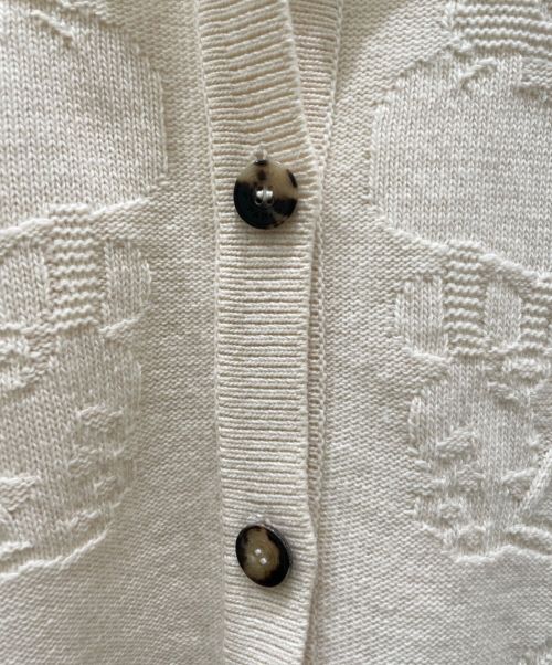 HERMES（エルメス）HERMES (エルメス) カシミヤ混 ジャガード カーディガン アイボリー サイズ:36の古着・服飾アイテム