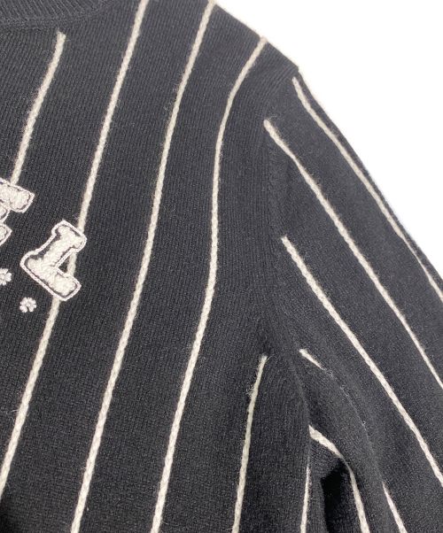 CHANEL（シャネル）CHANEL (シャネル) ココマークストライプニット ブラック サイズ:34の古着・服飾アイテム