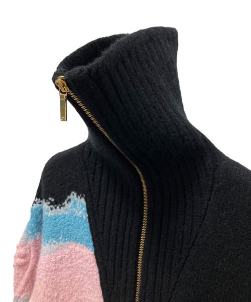 CHANEL（シャネル）CHANEL (シャネル) P73 NO.5 カシミヤ×ウール クロップド ハーフジップセーター ブラック サイズ:36の古着・服飾アイテム
