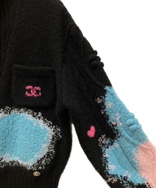CHANEL（シャネル）CHANEL (シャネル) P73 NO.5 カシミヤ×ウール クロップド ハーフジップセーター ブラック サイズ:36の古着・服飾アイテム