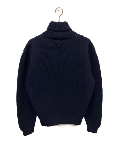 PRADA（プラダ）PRADA (プラダ) PRADA ハイネック ゲージ ニット ネイビー サイズ:46の古着・服飾アイテム