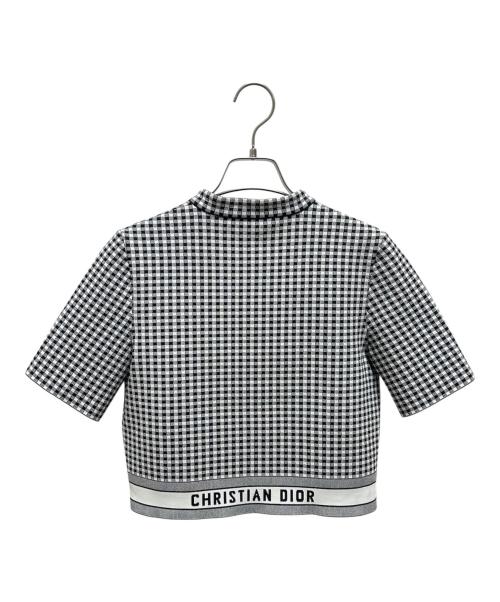 Christian Dior（クリスチャン ディオール）Christian Dior (クリスチャン ディオール) ギンガムチェックロゴブラウス ホワイト×ブラック サイズ:38の古着・服飾アイテム
