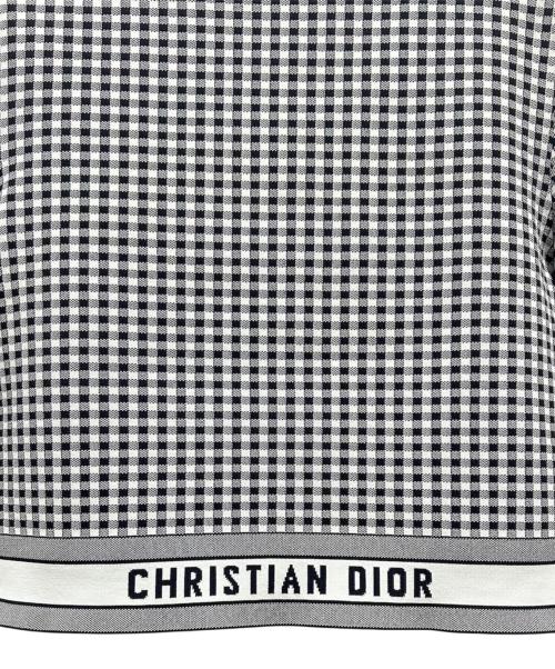 Christian Dior（クリスチャン ディオール）Christian Dior (クリスチャン ディオール) ギンガムチェックロゴブラウス ホワイト×ブラック サイズ:38の古着・服飾アイテム