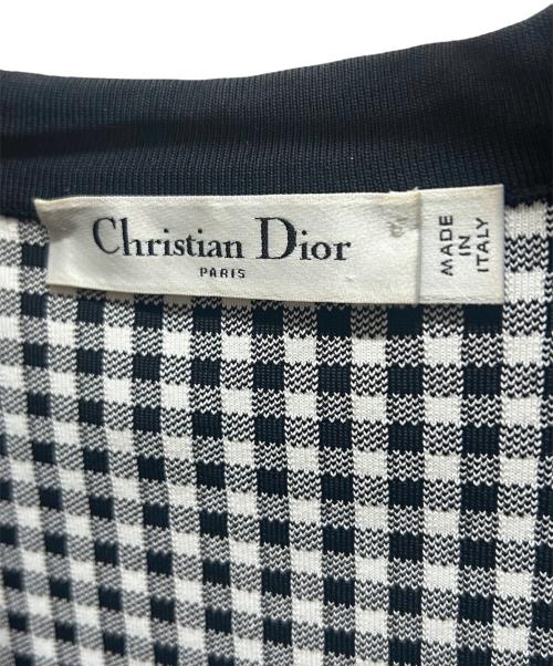 Christian Dior（クリスチャン ディオール）Christian Dior (クリスチャン ディオール) ギンガムチェックロゴブラウス ホワイト×ブラック サイズ:38の古着・服飾アイテム