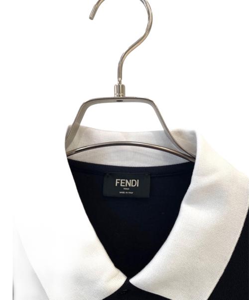 FENDI（フェンディ）FENDI (フェンディ) 長袖 ロゴ ポロシャツ ネイビー サイズ:XLの古着・服飾アイテム
