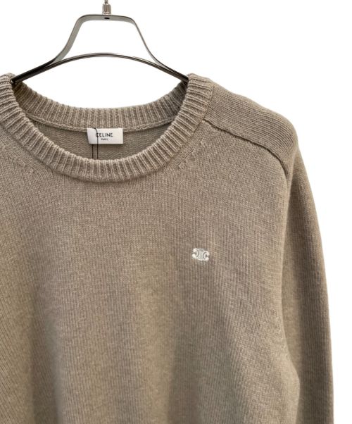 CELINE（セリーヌ）CELINE (セリーヌ) トリオンフロゴニット グレージュ サイズ:XXLの古着・服飾アイテム