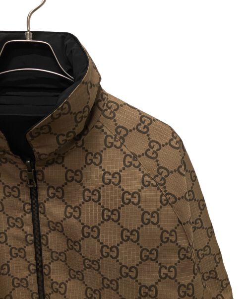 GUCCI（グッチ）GUCCI (グッチ) GG リップストップ リバーシブルジャケット Reversible GG canvas jacket in black 722511 ブラック×ブラウン サイズ:44の古着・服飾アイテム