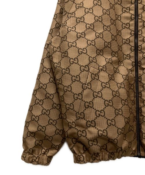 GUCCI（グッチ）GUCCI (グッチ) GG リップストップ リバーシブルジャケット Reversible GG canvas jacket in black 722511 ブラック×ブラウン サイズ:44の古着・服飾アイテム