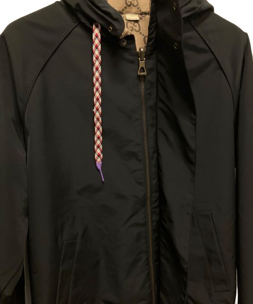 GUCCI（グッチ）GUCCI (グッチ) GG リップストップ リバーシブルジャケット Reversible GG canvas jacket in black 722511 ブラック×ブラウン サイズ:44の古着・服飾アイテム