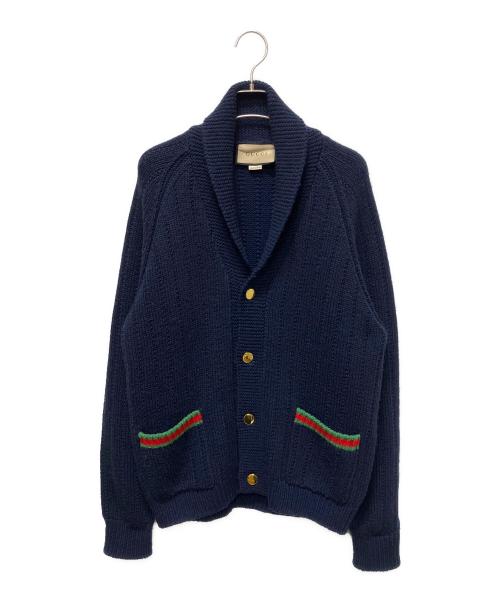 GUCCI（グッチ）GUCCI (グッチ) ショールカラーカーディガン ネイビー サイズ:XSの古着・服飾アイテム