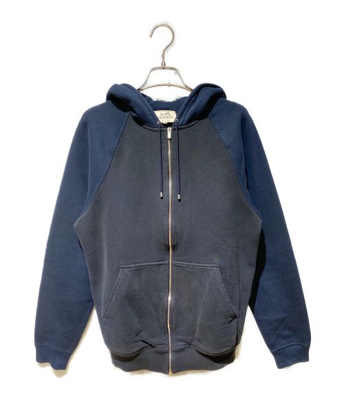 HERMES（エルメス）HERMES (エルメス) バイカラー ジップパーカー ネイビー サイズ:Sの古着・服飾アイテム