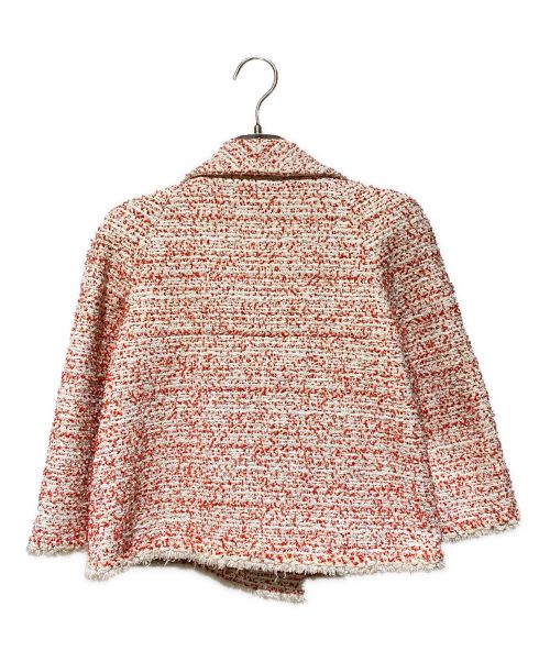 CHANEL（シャネル）CHANEL (シャネル) ココボタンツイードジャケット レッド×ホワイト サイズ:34の古着・服飾アイテム
