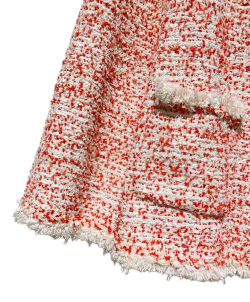 CHANEL（シャネル）CHANEL (シャネル) ココボタンツイードジャケット レッド×ホワイト サイズ:34の古着・服飾アイテム
