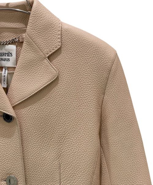 HERMES（エルメス）HERMES (エルメス) セリエボタンレザージャケット ベージュ サイズ:34の古着・服飾アイテム
