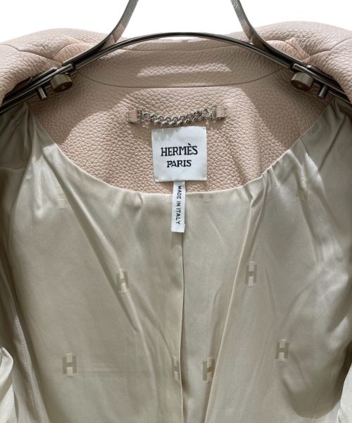 HERMES（エルメス）HERMES (エルメス) セリエボタンレザージャケット ベージュ サイズ:34の古着・服飾アイテム