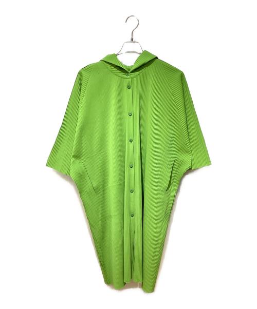 me ISSEY MIYAKE（ミーイッセイ ミヤケ）me ISSEY MIYAKE (ミーイッセイ ミヤケ) プリーツパーカー 黄緑 サイズ:Freeの古着・服飾アイテム
