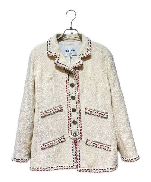 CHANEL（シャネル）CHANEL (シャネル) 4ジップポケットツイードジャケット ベージュ サイズ:38の古着・服飾アイテム