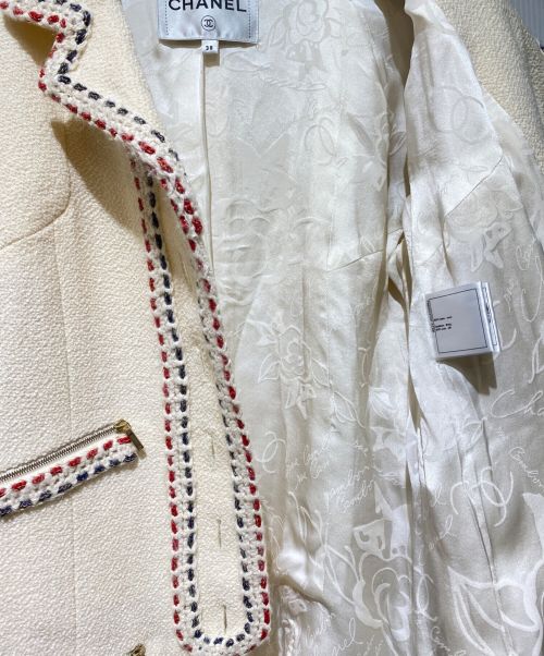CHANEL（シャネル）CHANEL (シャネル) 4ジップポケットツイードジャケット ベージュ サイズ:38の古着・服飾アイテム