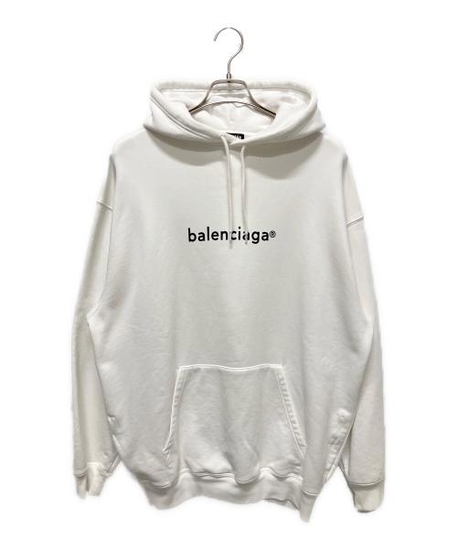 BALENCIAGA（バレンシアガ）BALENCIAGA (バレンシアガ) 21SS コピーライト ロゴ プルオーバーフーディー ホワイト サイズ:Mの古着・服飾アイテム