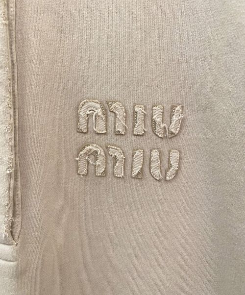 MIU MIU（ミュウミュウ）MIU MIU (ミュウミュウ) ガーメントダイ コットンフリース スウェットシャツ ベージュ サイズ:XSの古着・服飾アイテム