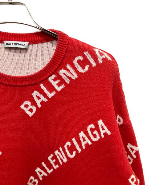 BALENCIAGA（バレンシアガ）BALENCIAGA (バレンシアガ) オールオーバーロゴニット レッド サイズ:Sの古着・服飾アイテム