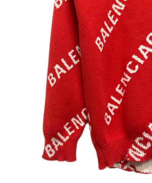 BALENCIAGA（バレンシアガ）BALENCIAGA (バレンシアガ) オールオーバーロゴニット レッド サイズ:Sの古着・服飾アイテム