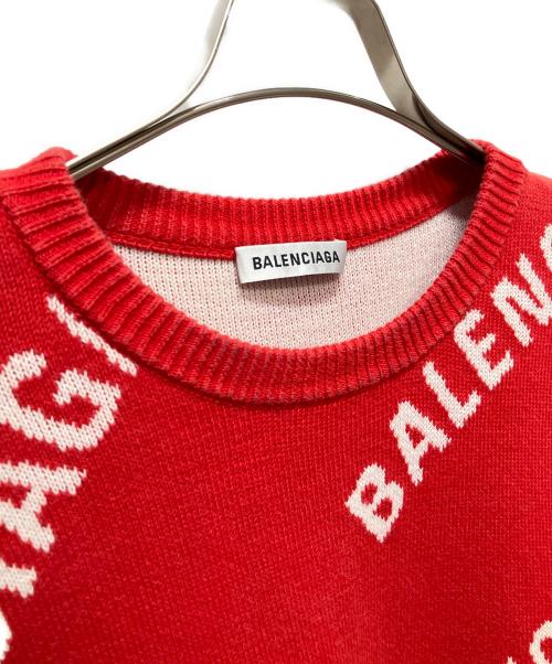 BALENCIAGA（バレンシアガ）BALENCIAGA (バレンシアガ) オールオーバーロゴニット レッド サイズ:Sの古着・服飾アイテム