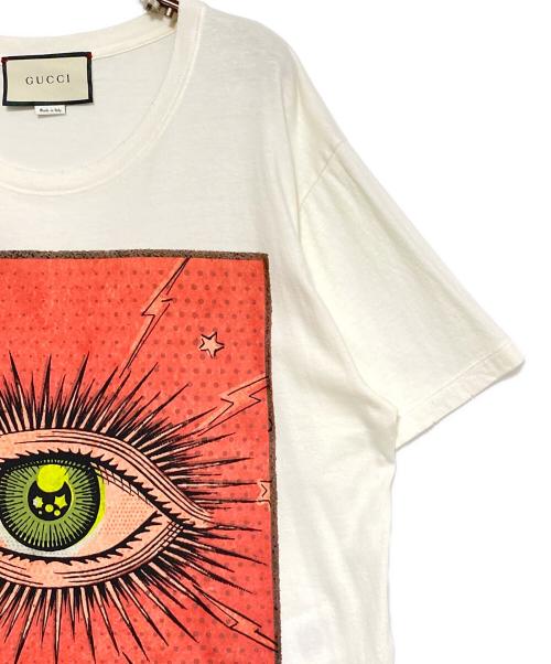 GUCCI（グッチ）GUCCI (グッチ) ダメージ加工Tシャツ ベージュ サイズ:Mの古着・服飾アイテム