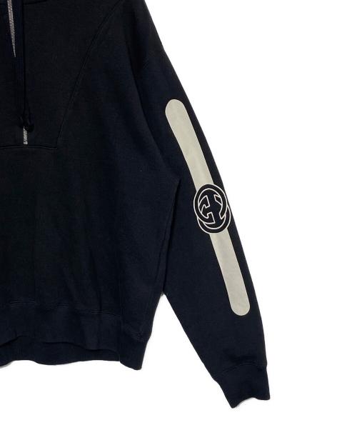 GUCCI（グッチ）GUCCI (グッチ) ハーフジップパーカー ブラック サイズ:XSの古着・服飾アイテム
