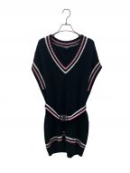 CHANELシャネル）の古着「チルデンニットワンピース」｜ブラック×ピンク