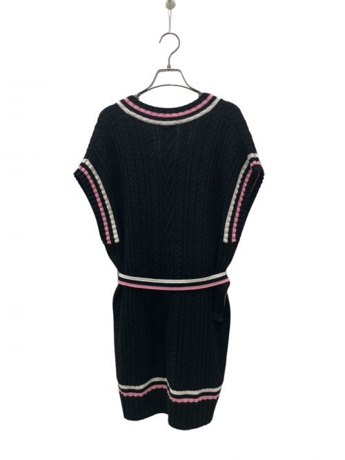 CHANEL（シャネル）CHANEL (シャネル) チルデンニットワンピース ブラック×ピンク サイズ:34の古着・服飾アイテム