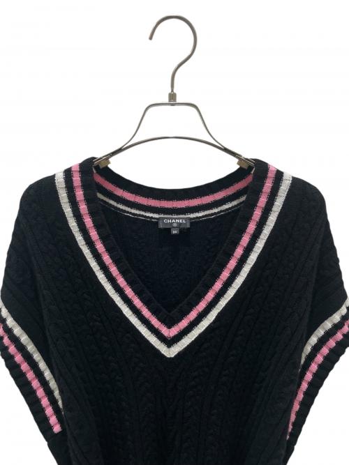 CHANEL（シャネル）CHANEL (シャネル) チルデンニットワンピース ブラック×ピンク サイズ:34の古着・服飾アイテム