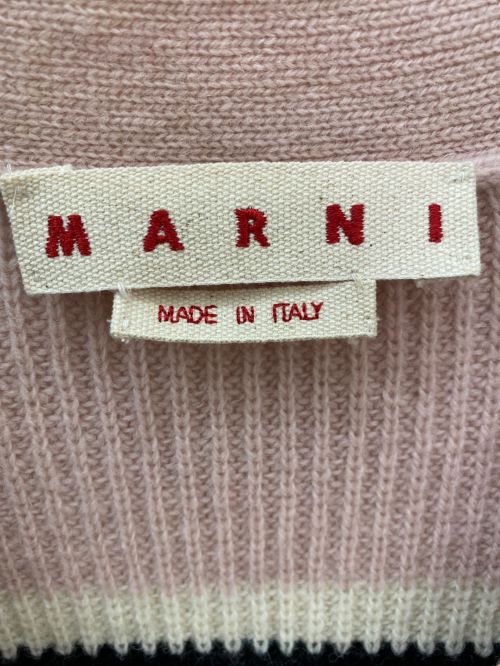 MARNI（マルニ）MARNI (マルニ) ボーダーカーディガアン ピンク サイズ:46の古着・服飾アイテム