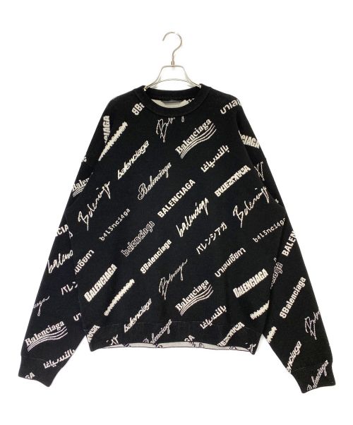 BALENCIAGA（バレンシアガ）BALENCIAGA (バレンシアガ) オールオーバーロゴニット ブラック サイズ:Lの古着・服飾アイテム