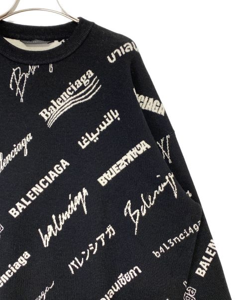 BALENCIAGA（バレンシアガ）BALENCIAGA (バレンシアガ) オールオーバーロゴニット ブラック サイズ:Lの古着・服飾アイテム