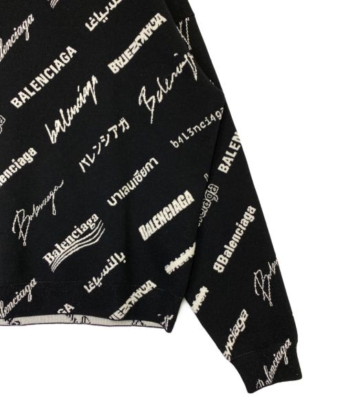 BALENCIAGA（バレンシアガ）BALENCIAGA (バレンシアガ) オールオーバーロゴニット ブラック サイズ:Lの古着・服飾アイテム