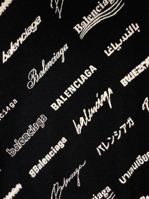 BALENCIAGA（バレンシアガ）BALENCIAGA (バレンシアガ) オールオーバーロゴニット ブラック サイズ:Lの古着・服飾アイテム
