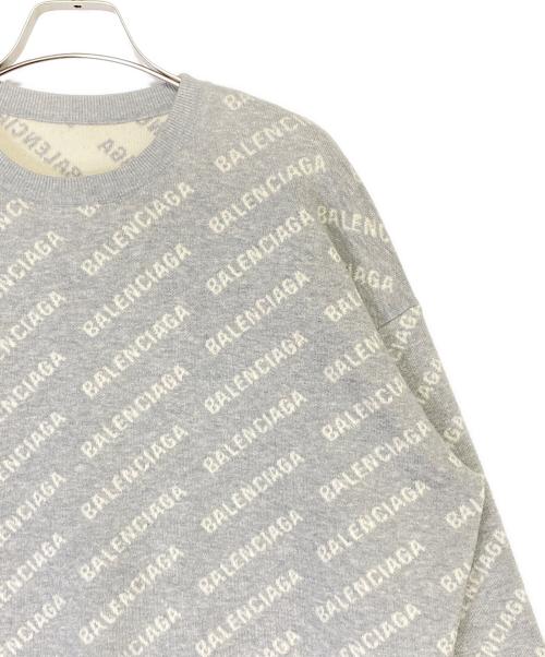 BALENCIAGA（バレンシアガ）BALENCIAGA (バレンシアガ) オールオーバーロゴニット グレー サイズ:Mの古着・服飾アイテム