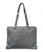 CHANELシャネル）の古着「GSTトートバッグ」｜ダークシルバー×シルバー金具