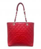 CHANELシャネル）の古着「PSTトートバッグ」｜レッド×シルバー金具