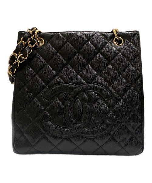 CHANEL（シャネル）CHANEL (シャネル) PSTトートバッグ ブラック×ゴールドの古着・服飾アイテム