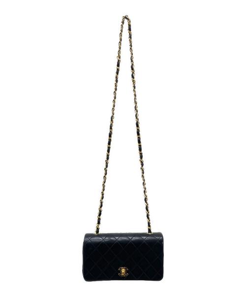 CHANEL（シャネル）CHANEL (シャネル) フルフラップチェーンショルダーバッグ ブラック×ゴールドの古着・服飾アイテム