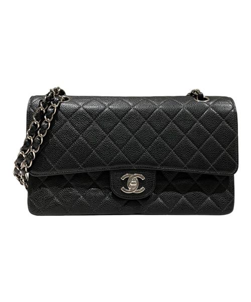 CHANEL（シャネル）CHANEL (シャネル) マトラッセ25/Wフラップチェーンショルダーバッグ ブラック×シルバー サイズ:25の古着・服飾アイテム