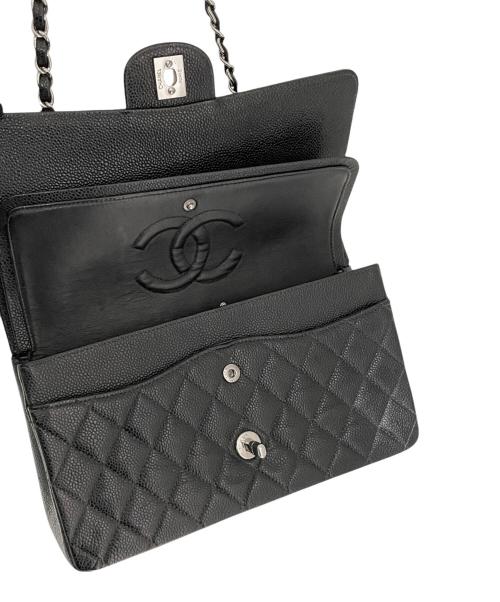 CHANEL（シャネル）CHANEL (シャネル) マトラッセ25/Wフラップチェーンショルダーバッグ ブラック×シルバー サイズ:25の古着・服飾アイテム