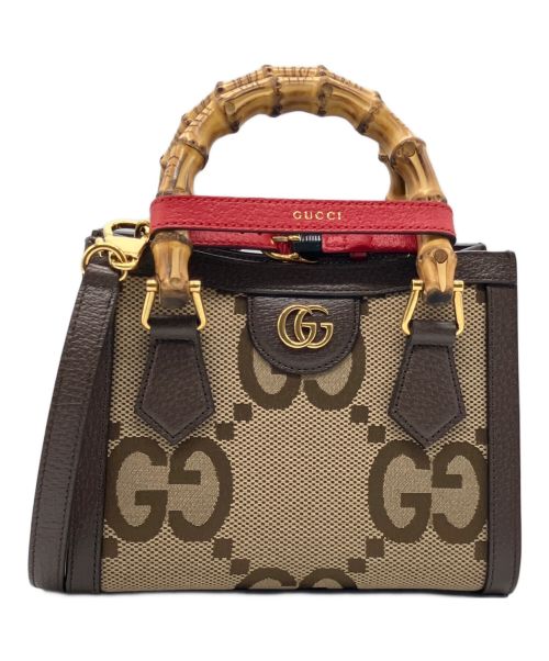 GUCCI（グッチ）GUCCI (グッチ) ダイアナGGバンブーミニハンドルショルダーバッグ ブラウン×ベージュ サイズ:ミニの古着・服飾アイテム